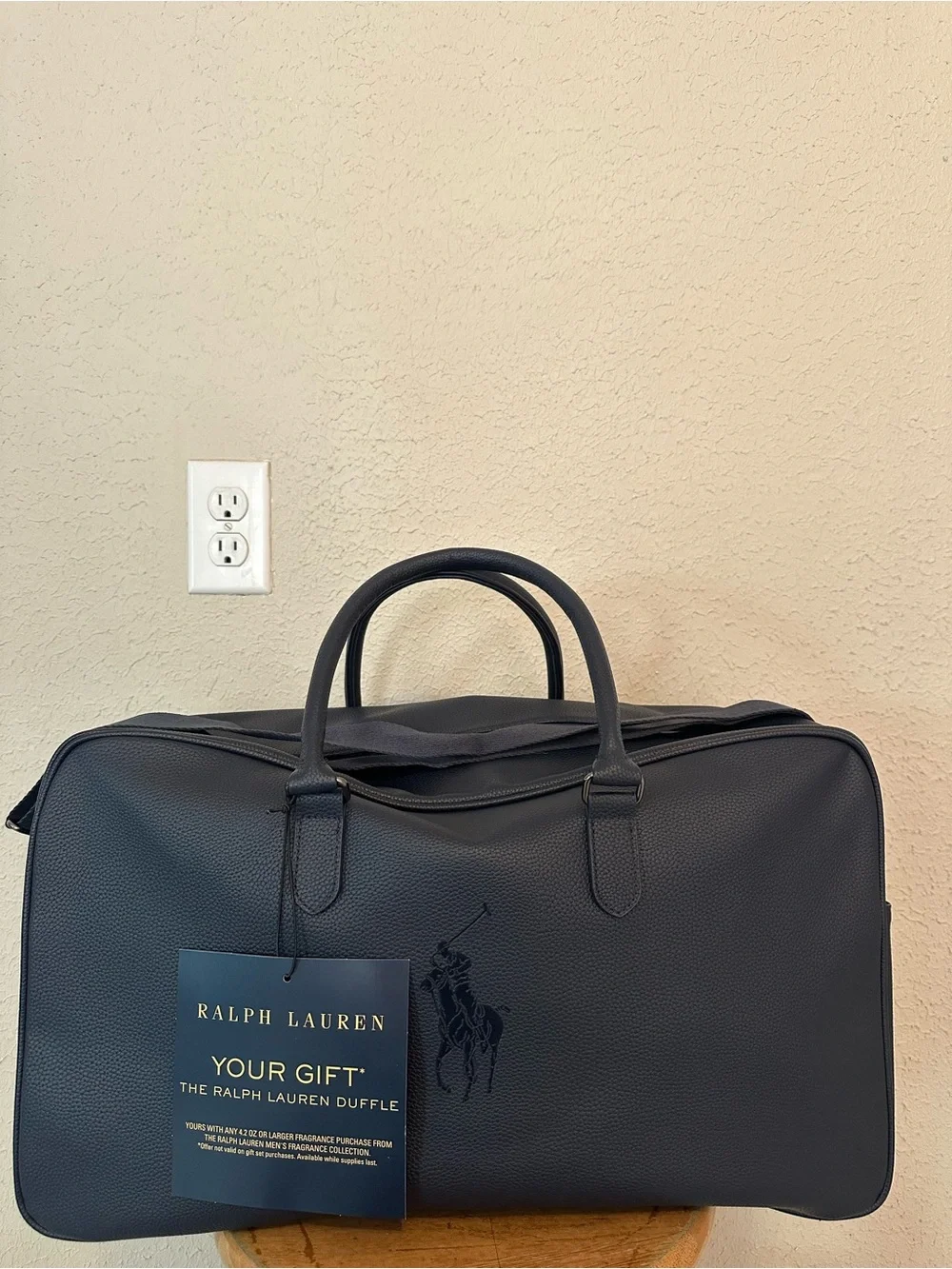 Ralph Lauren Navy Pebbled Leather Duffel